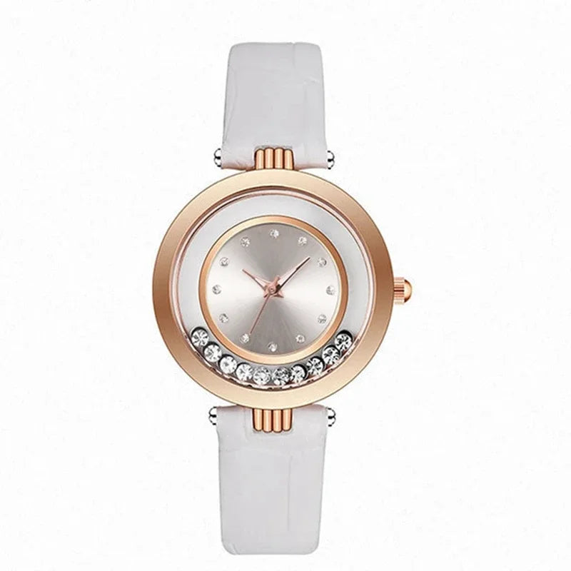 Diamond Leather Analog Women Watch