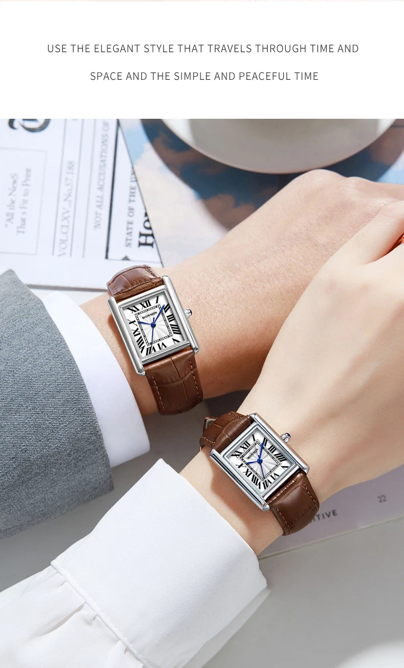 Couple Leather Quartz Watches Set