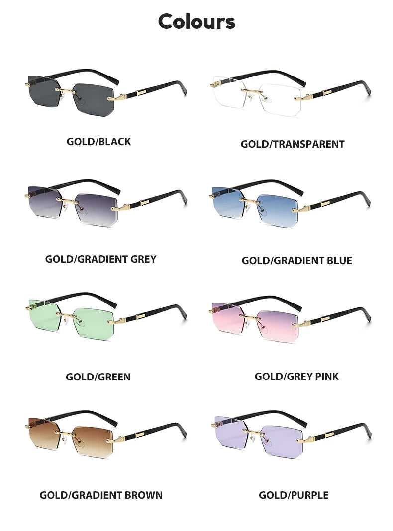 Rimless Rectangle Fashion Sunglasses