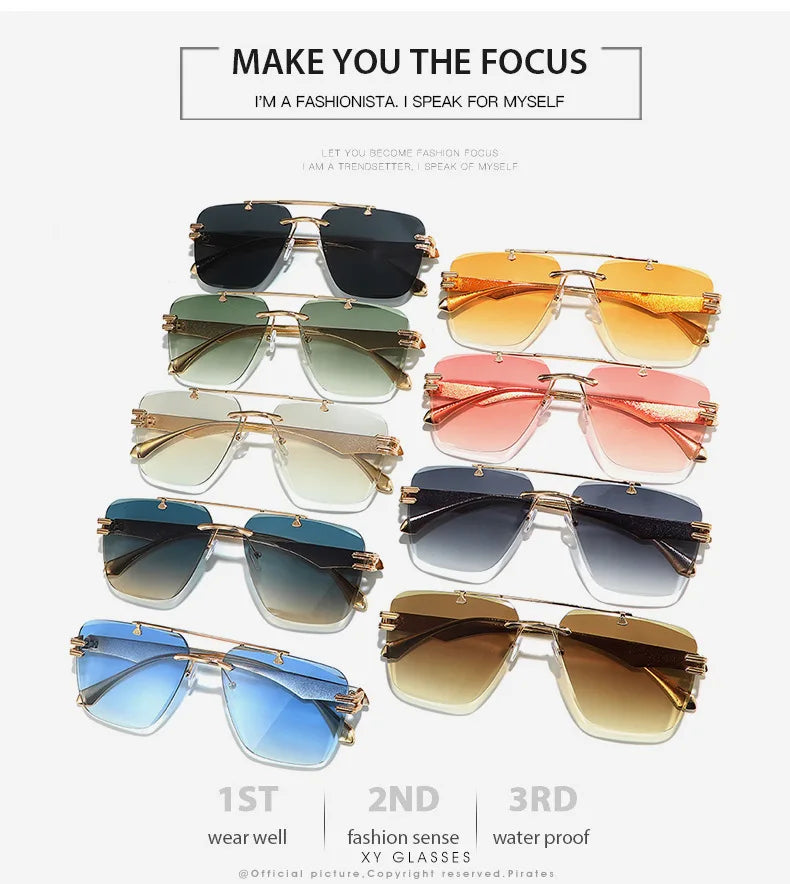 Rimless Pilot Retro Sunglasses