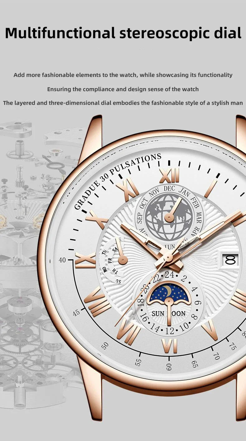 Waterproof Leather Sport Men Watch