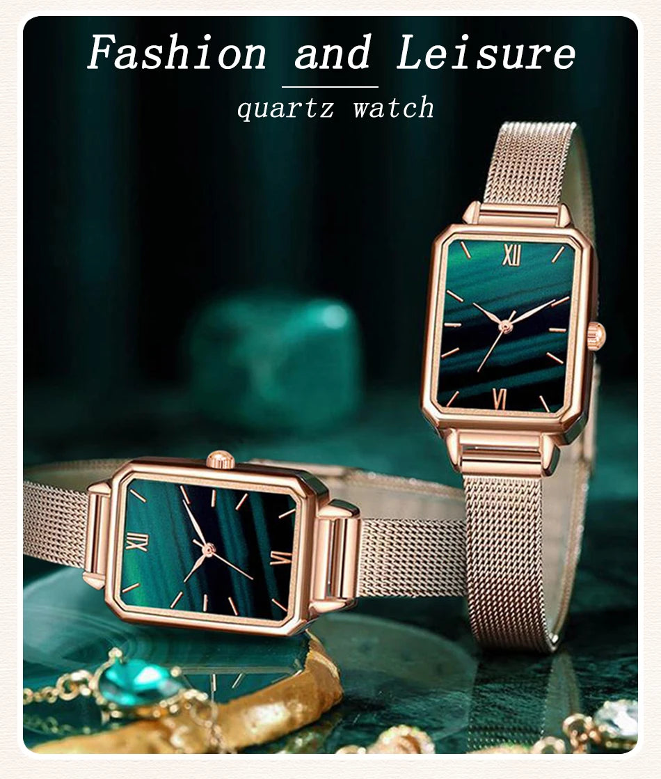Square Dial Bracelet Watch Set