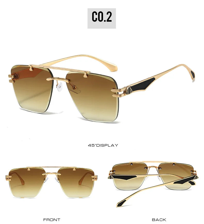 Rimless Pilot Retro Sunglasses