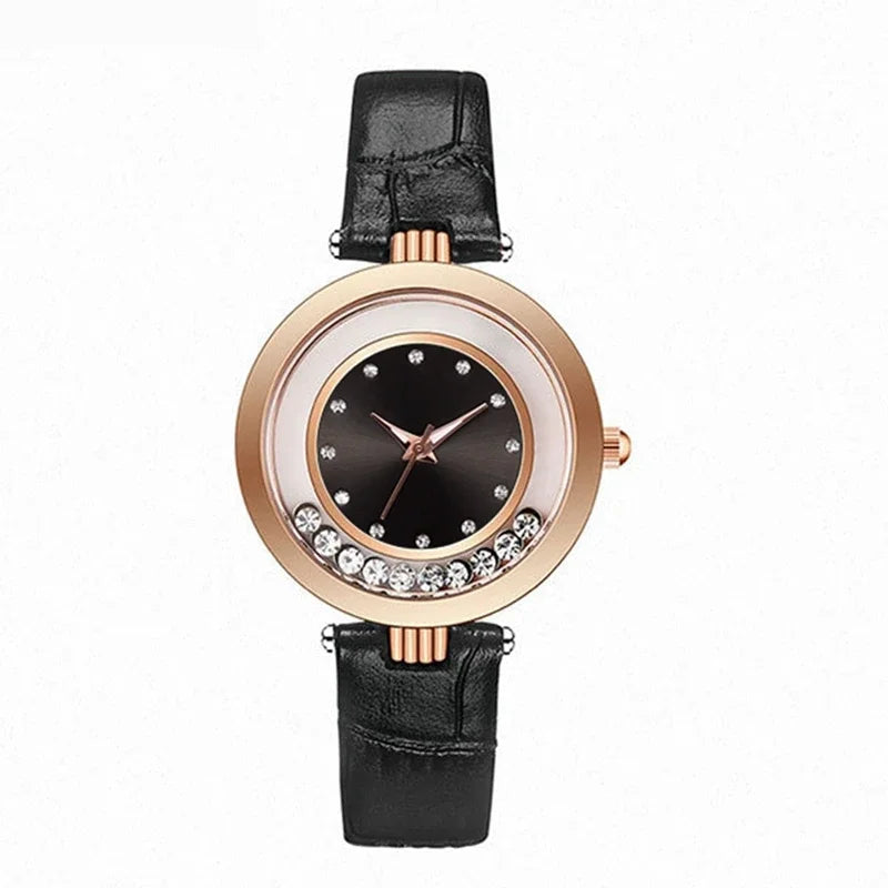 Diamond Leather Analog Women Watch