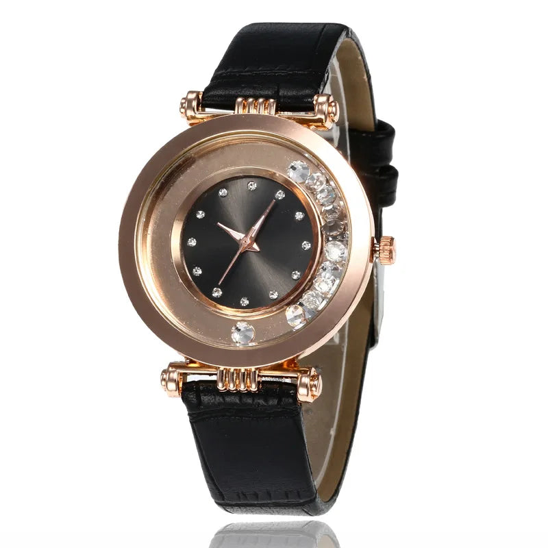 Diamond Leather Analog Women Watch