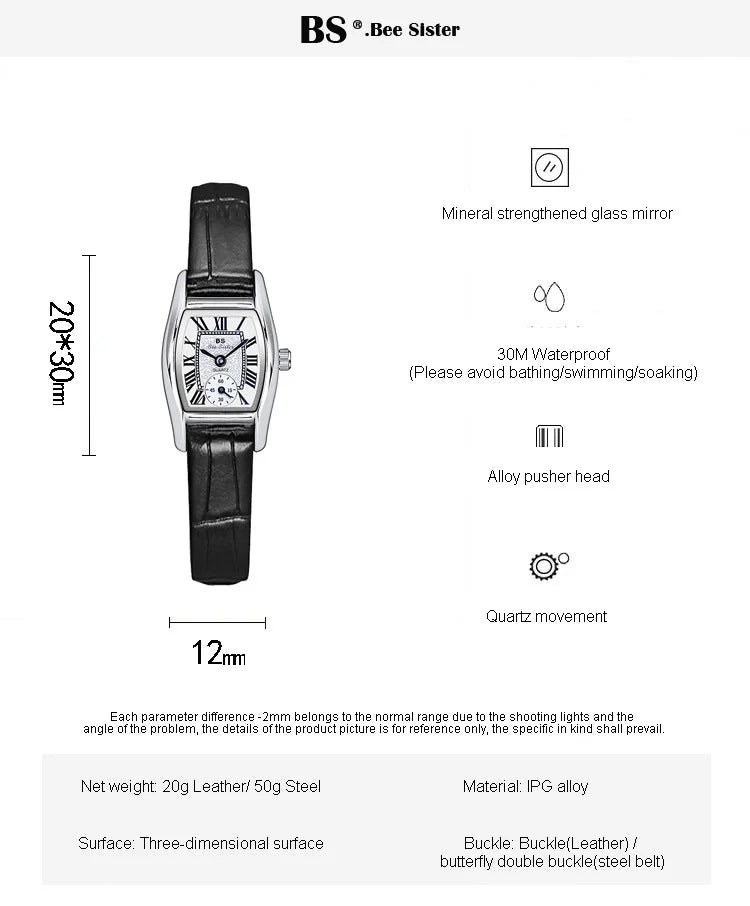 Vintage Rectangle Leather Women Watch