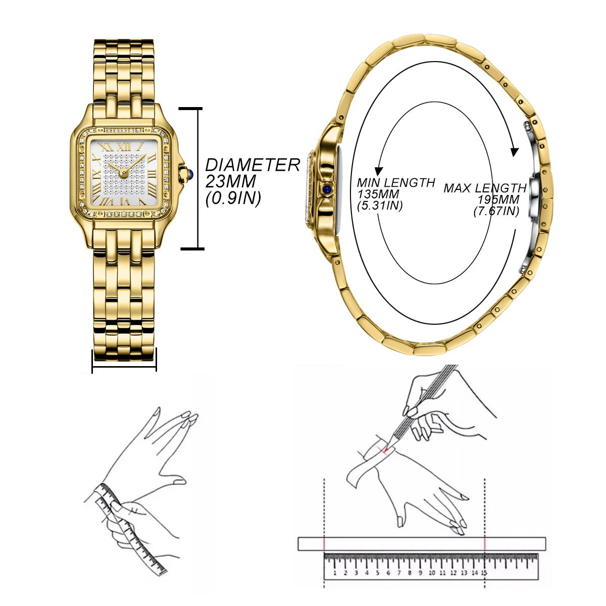 Square Roman Numeral Women Watch