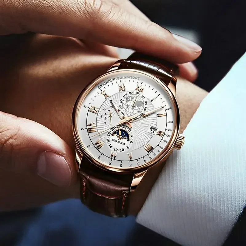 Waterproof Leather Sport Men Watch
