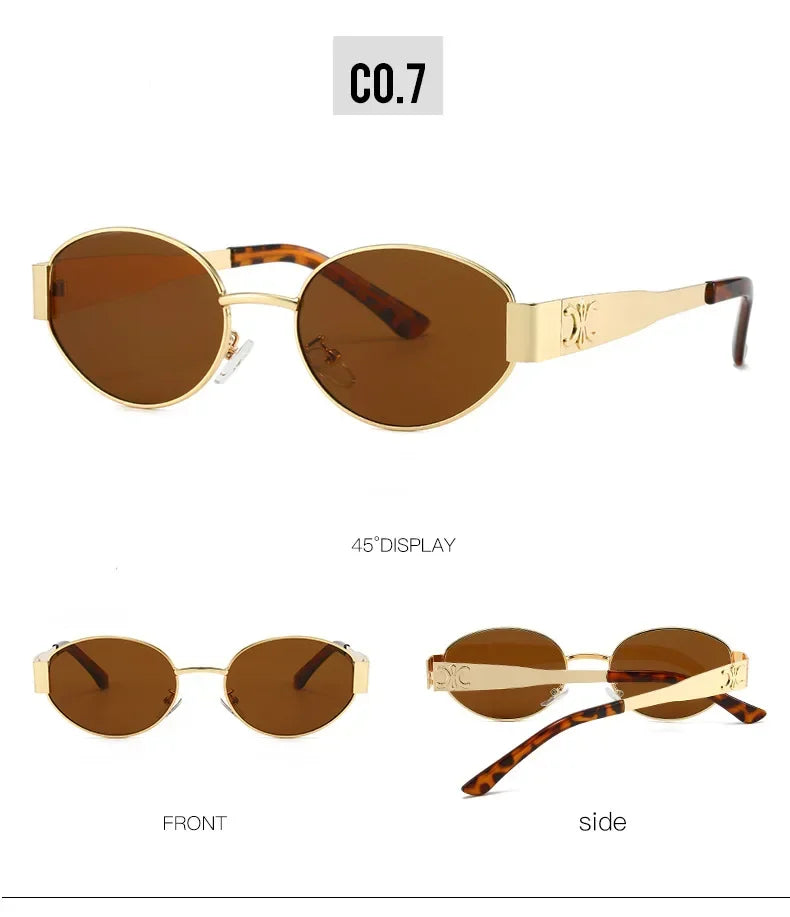 Oval Metal Designer Sunglasses