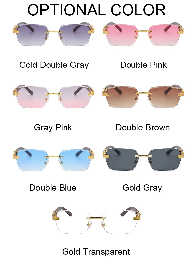 Rimless Gradient Square Sunglasses