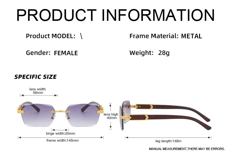Rimless Gradient Square Sunglasses