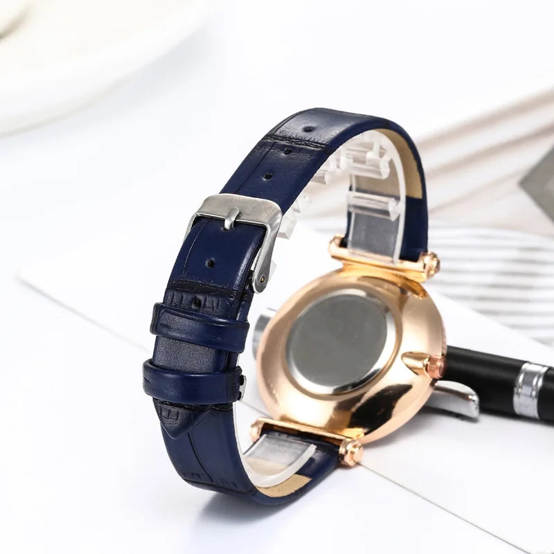 Diamond Leather Analog Women Watch