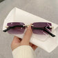 Rimless Designer Cutting Sunglasses