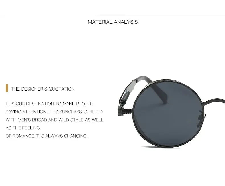 Steampunk Round Retro Sunglasses