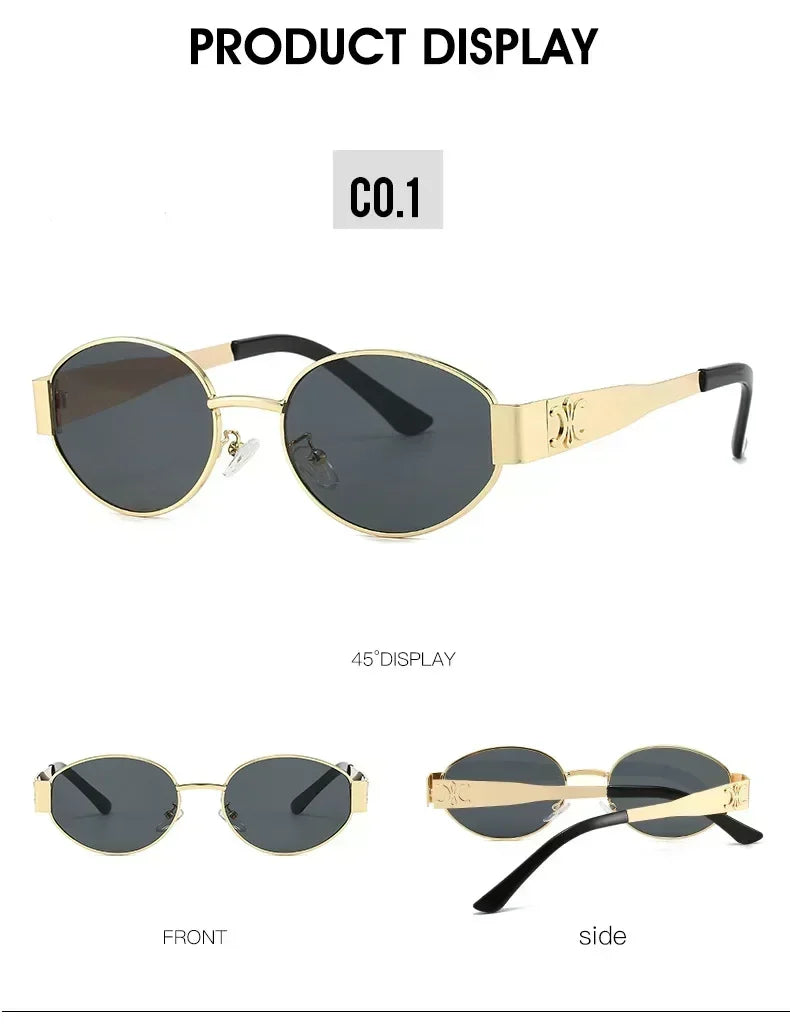 Oval Metal Designer Sunglasses