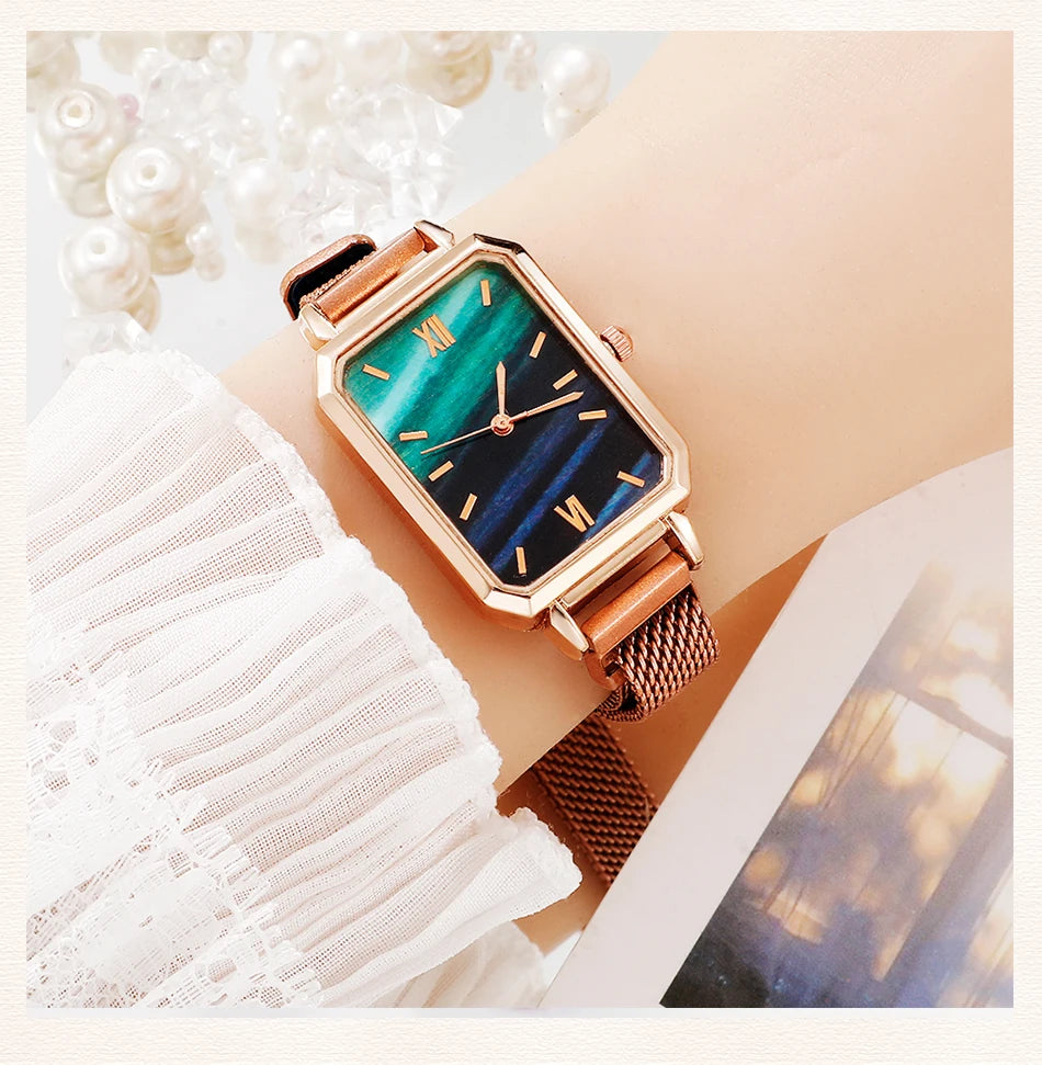 Square Dial Bracelet Watch Set