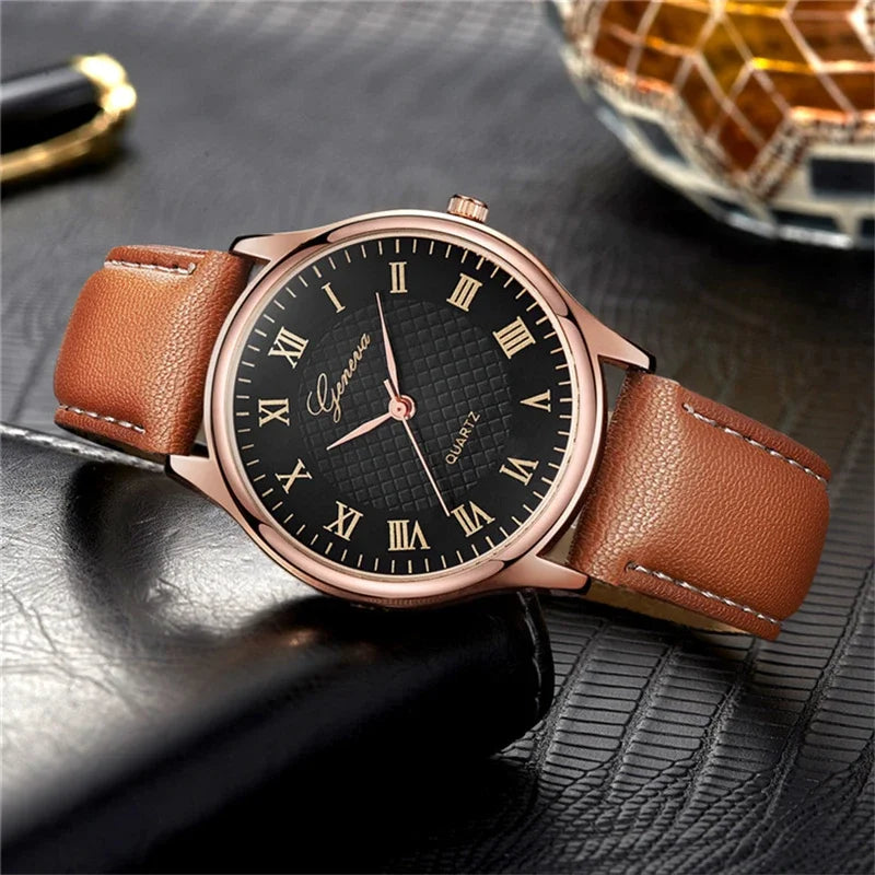 Leather Strap Business Men Watch