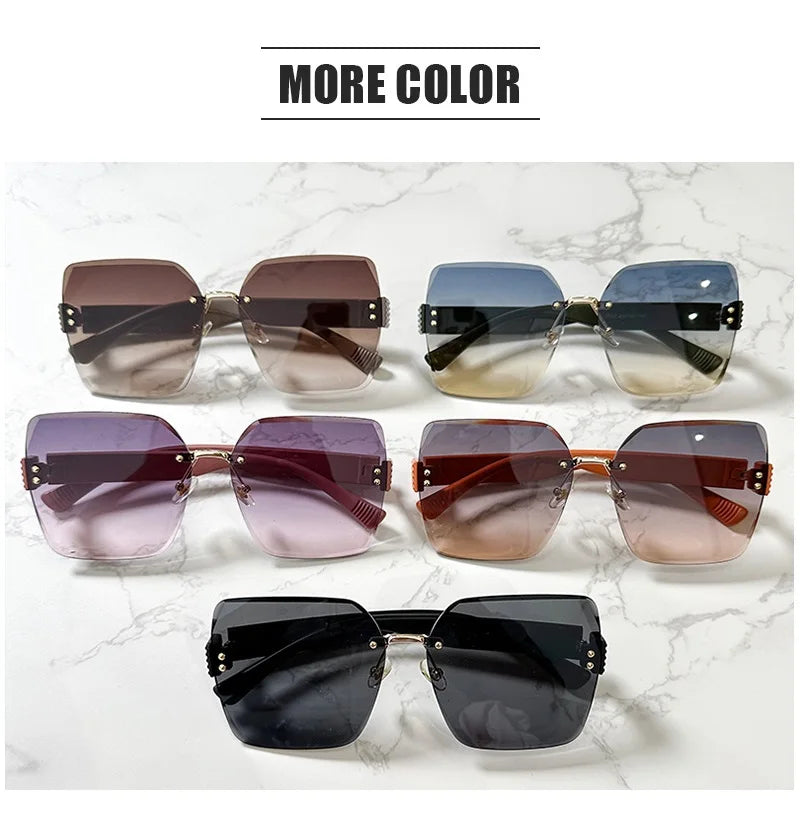 Oversized Rimless Women Sunglasses