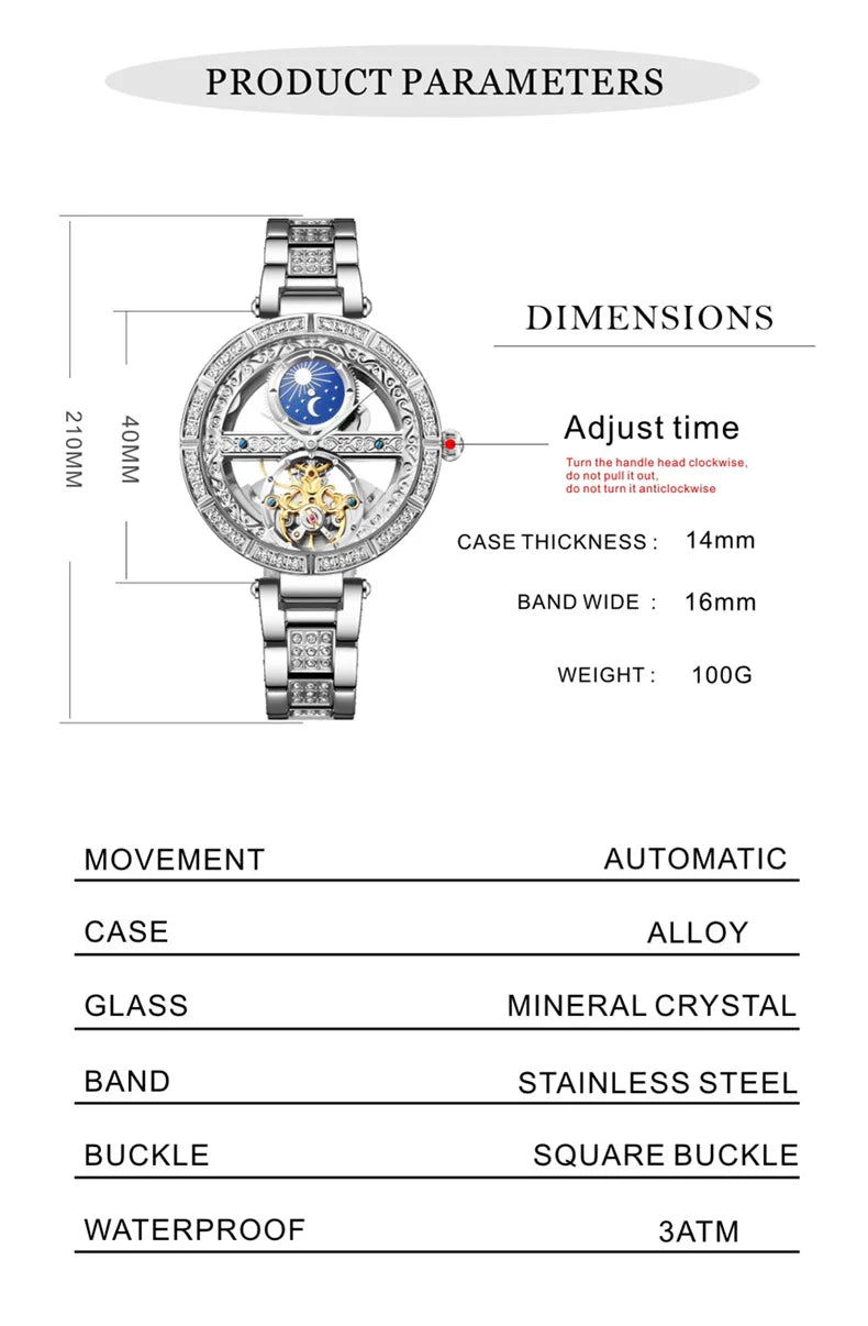 Skeleton Automatic Leather Women Watch
