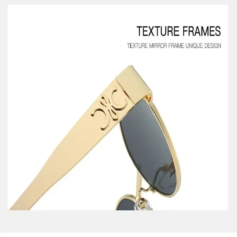 Oval Metal Designer Sunglasses