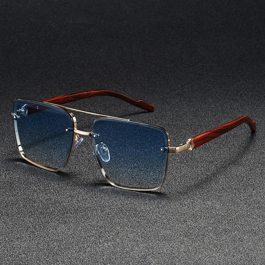 Wooden Vintage Square Sunglasses