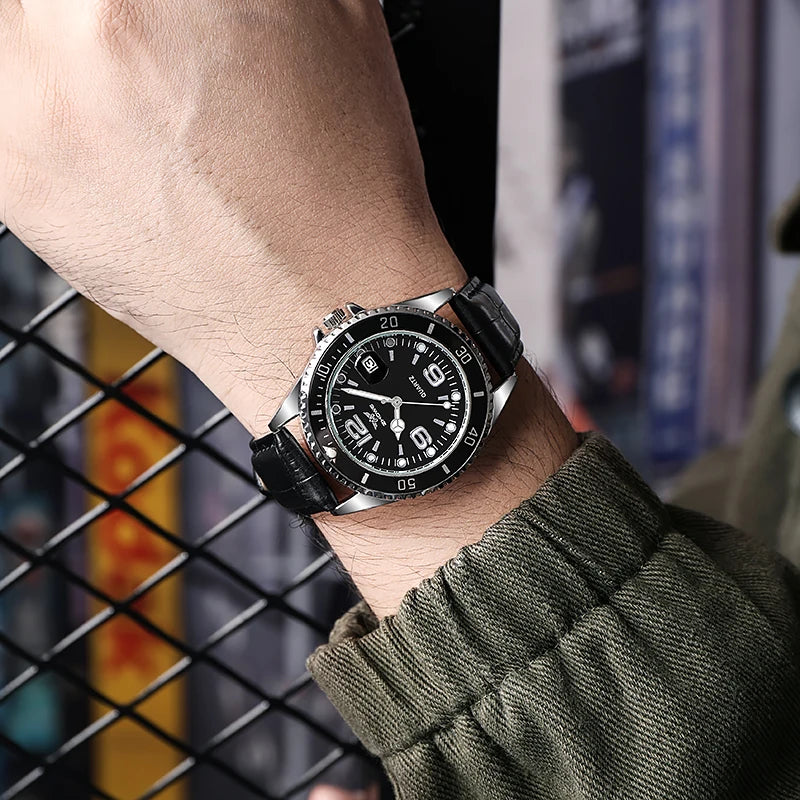 Leather Strap Calendar Men Watch