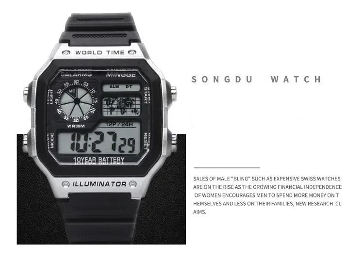 Retro Digital Men Sports Watch