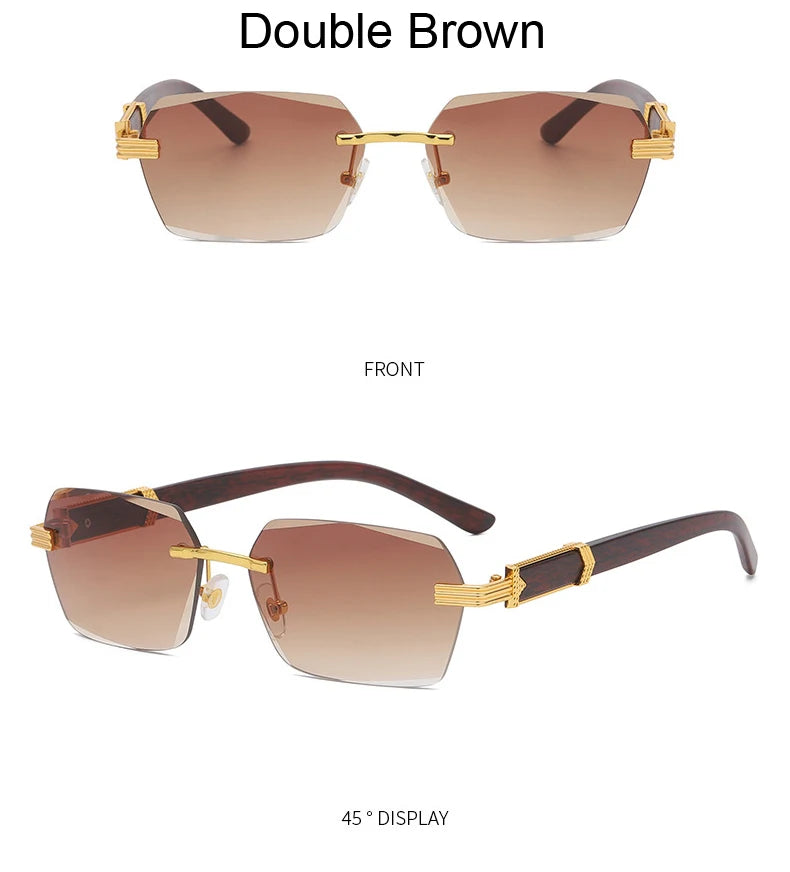 Rimless Gradient Square Sunglasses