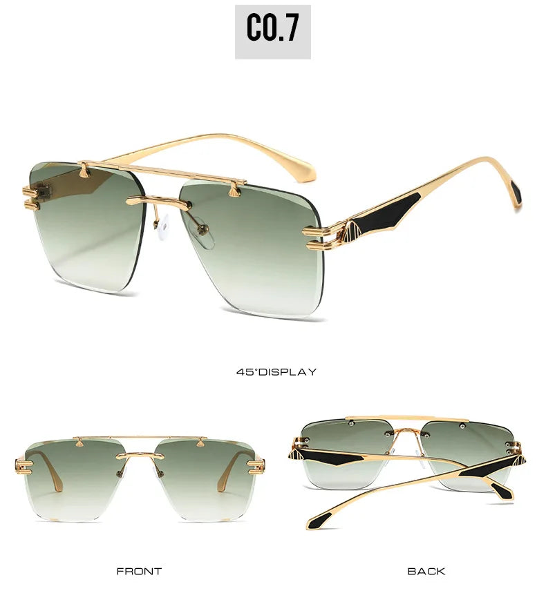Rimless Pilot Retro Sunglasses