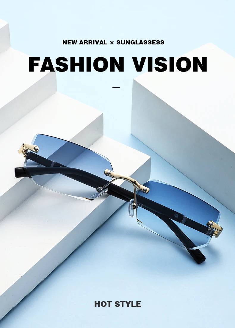 Rimless Rectangle Fashion Sunglasses