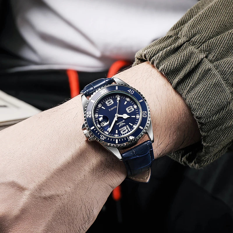 Leather Strap Calendar Men Watch