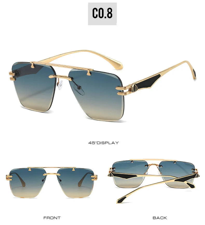 Rimless Pilot Retro Sunglasses