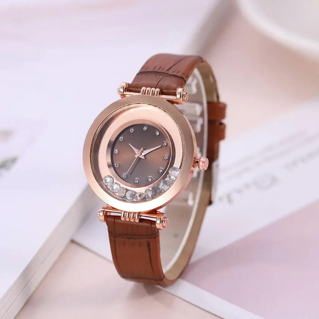 Diamond Leather Analog Women Watch