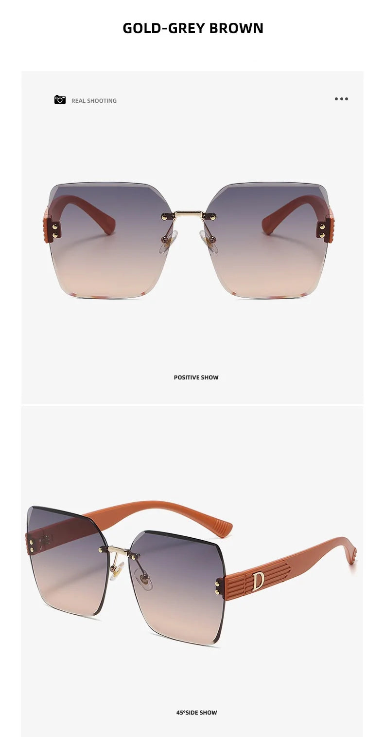 Oversized Rimless Women Sunglasses
