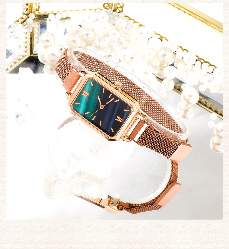Square Dial Bracelet Watch Set