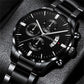 Black Steel Business Men Watch