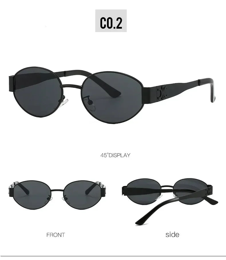 Oval Metal Designer Sunglasses
