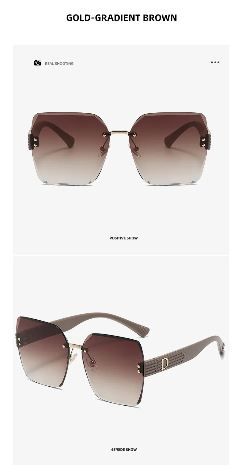 Oversized Rimless Women Sunglasses
