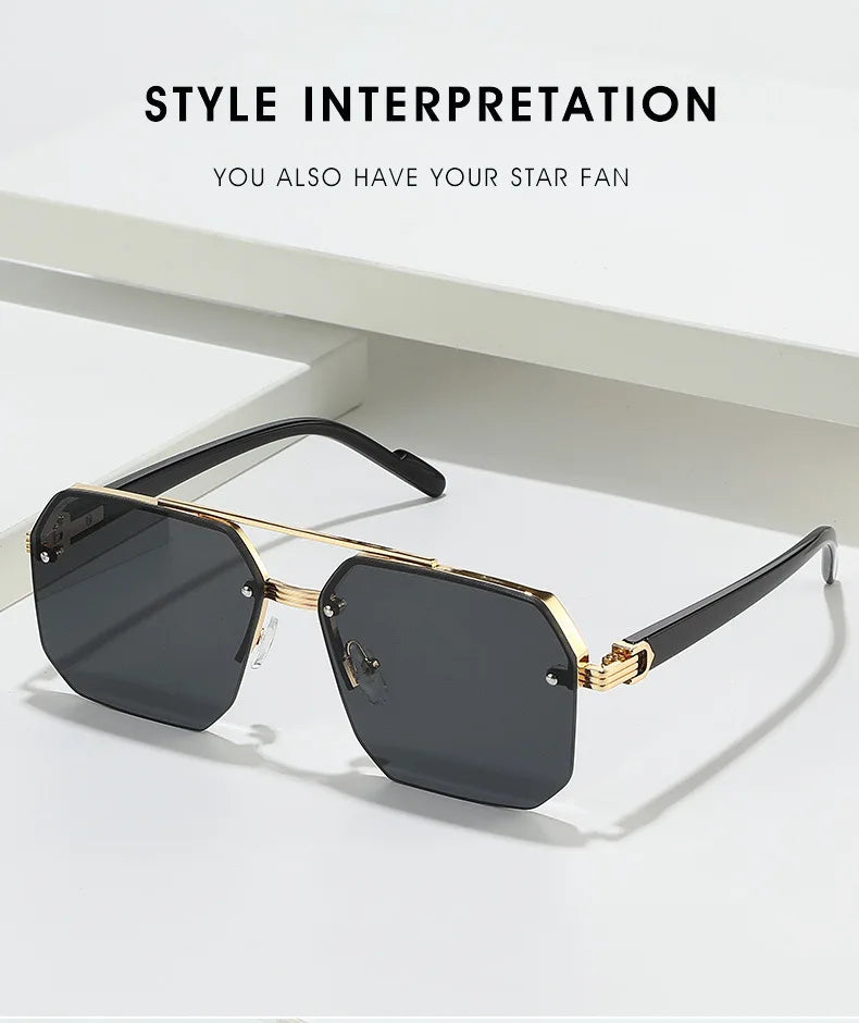 Half Frame Retro Sunglasses