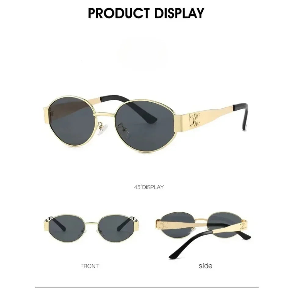 Oval Metal Designer Sunglasses