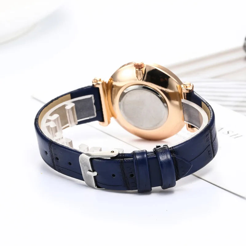 Diamond Leather Analog Women Watch
