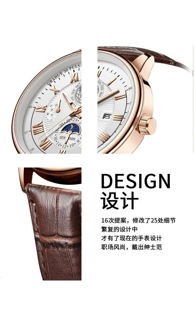 Waterproof Leather Sport Men Watch