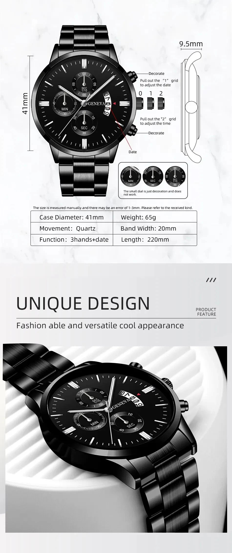 Black Steel Business Men Watch