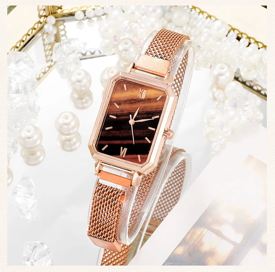 Square Dial Bracelet Watch Set