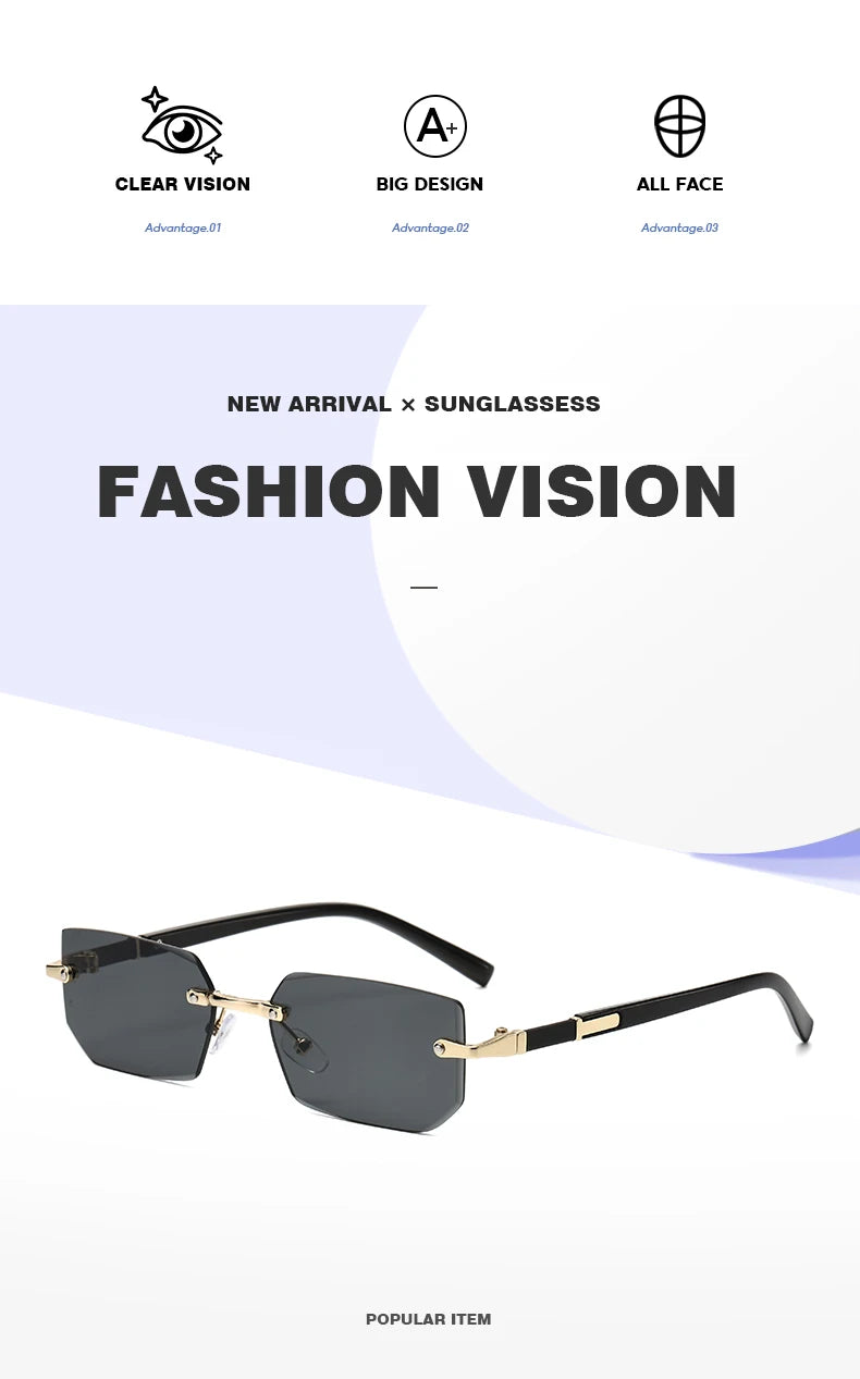 Rimless Rectangle Fashion Sunglasses