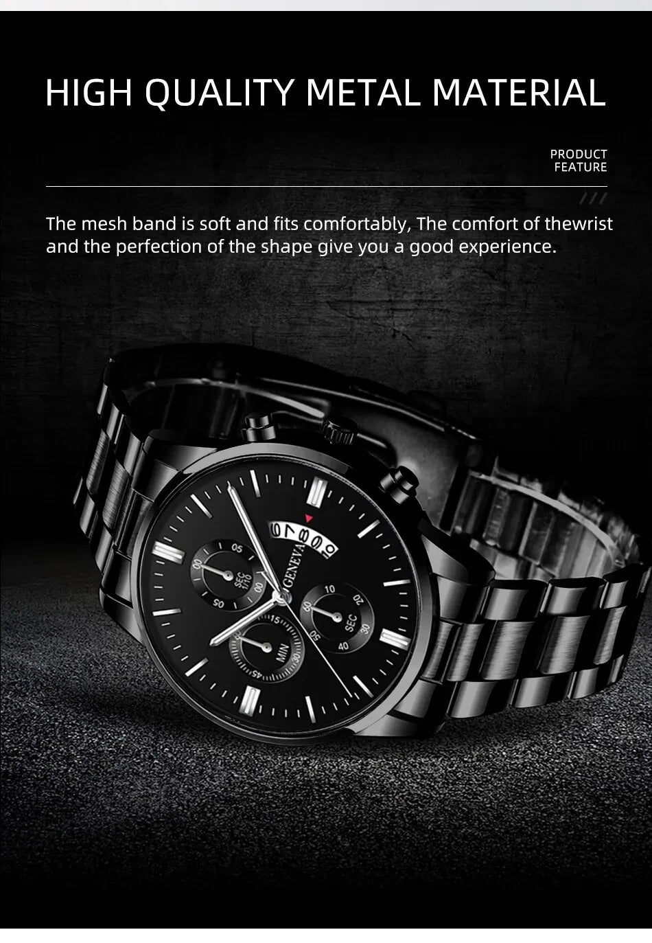 Black Steel Business Men Watch