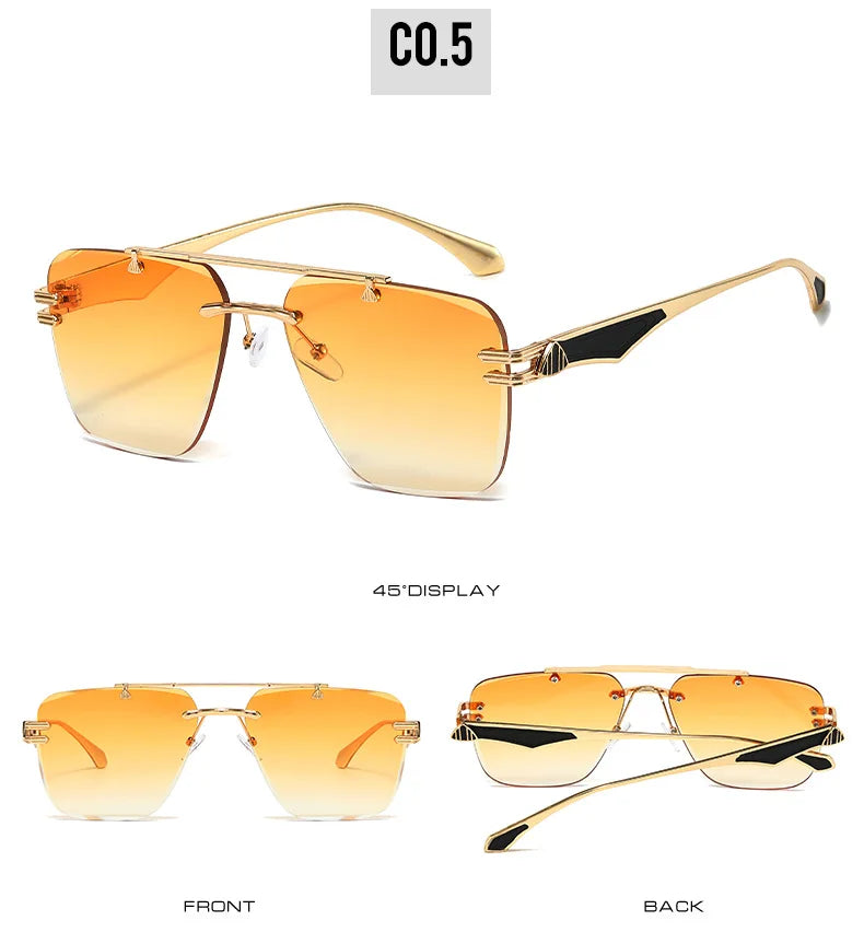 Rimless Pilot Retro Sunglasses
