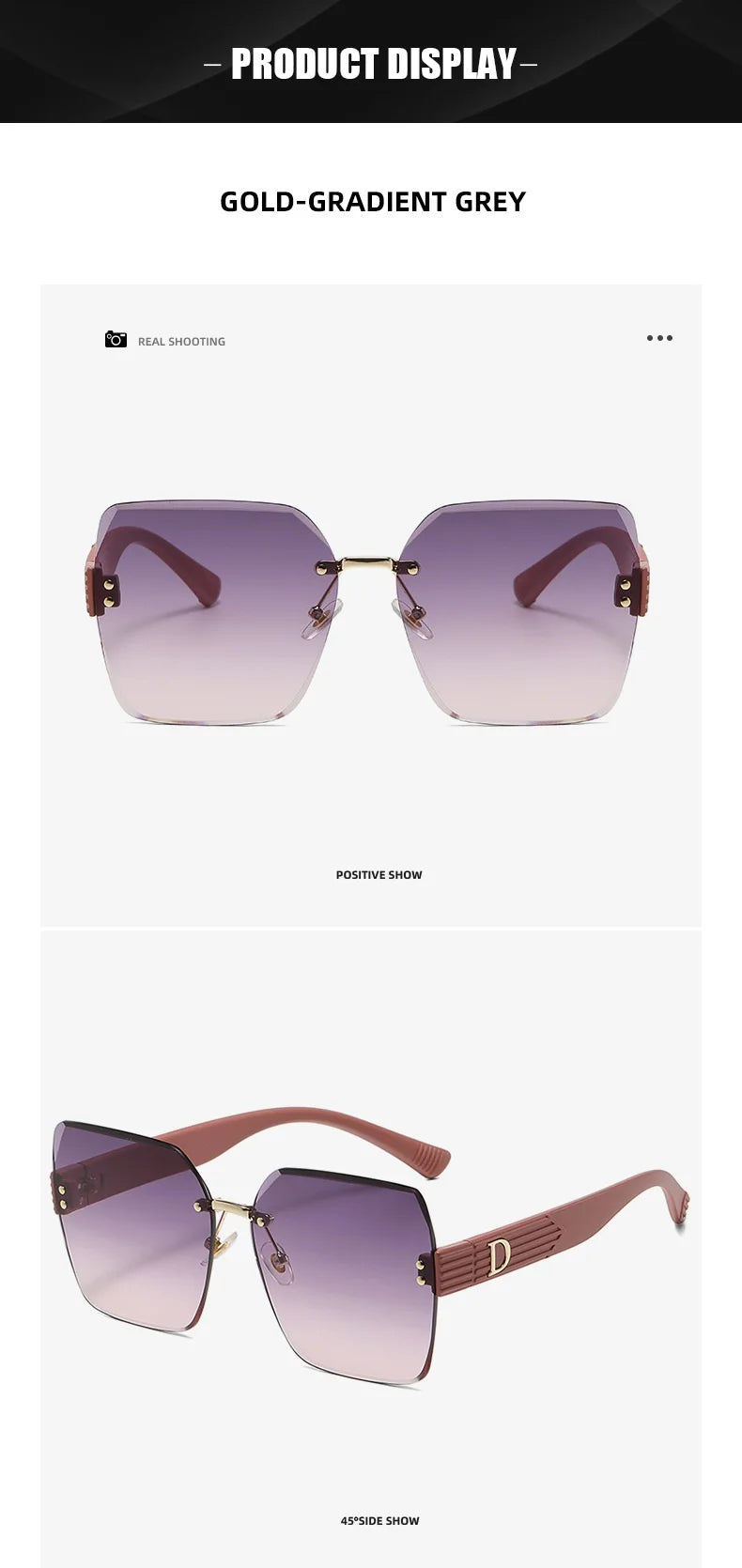 Oversized Rimless Women Sunglasses