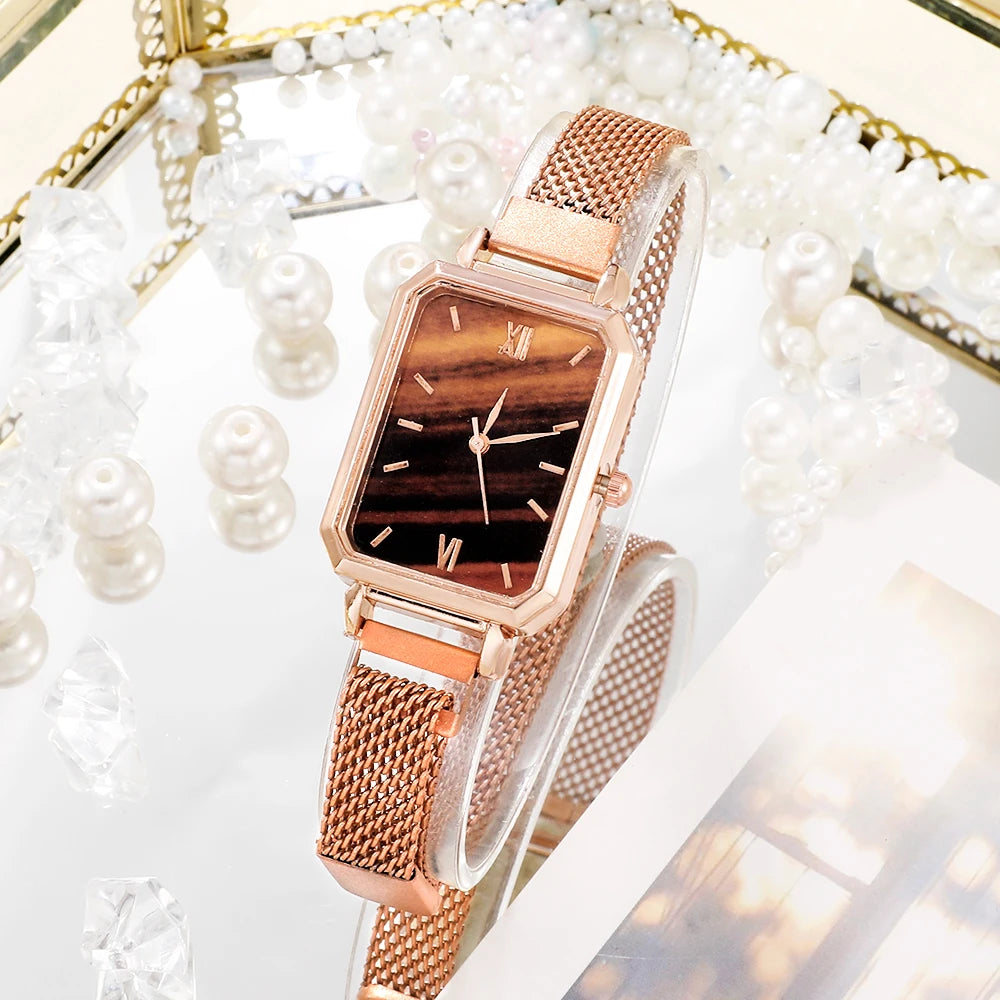 Square Dial Bracelet Watch Set